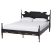 Baxton Studio Gaetano Platform Bed - Four Poster Bed Frame with Turned Posts and Panel Headboard for Bedroom, Black, Queen