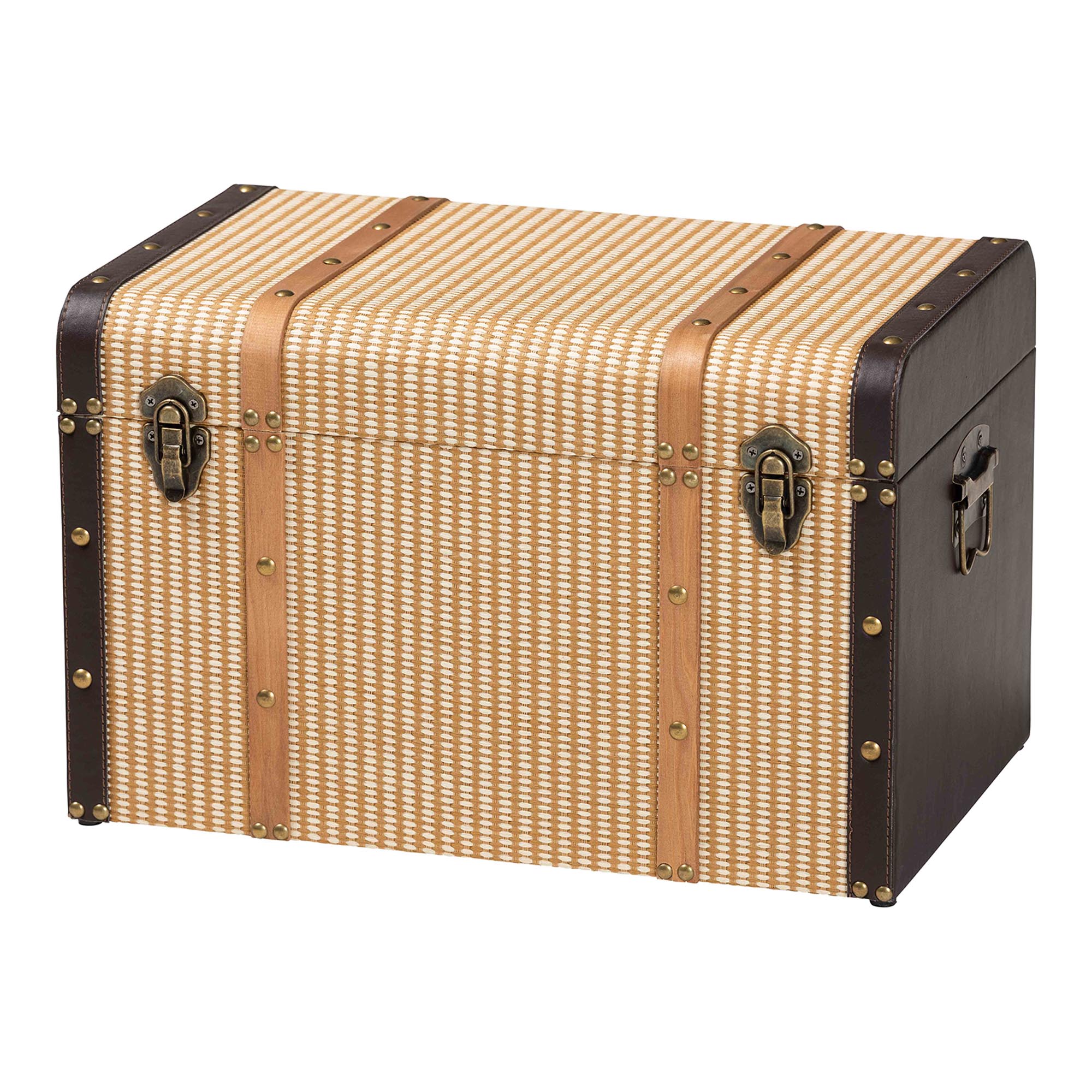 Baxton Studio Manton Storage Trunk - Decorative Storage Chest with Hinged Top and Woven Exterior for Living Room or Bedroom