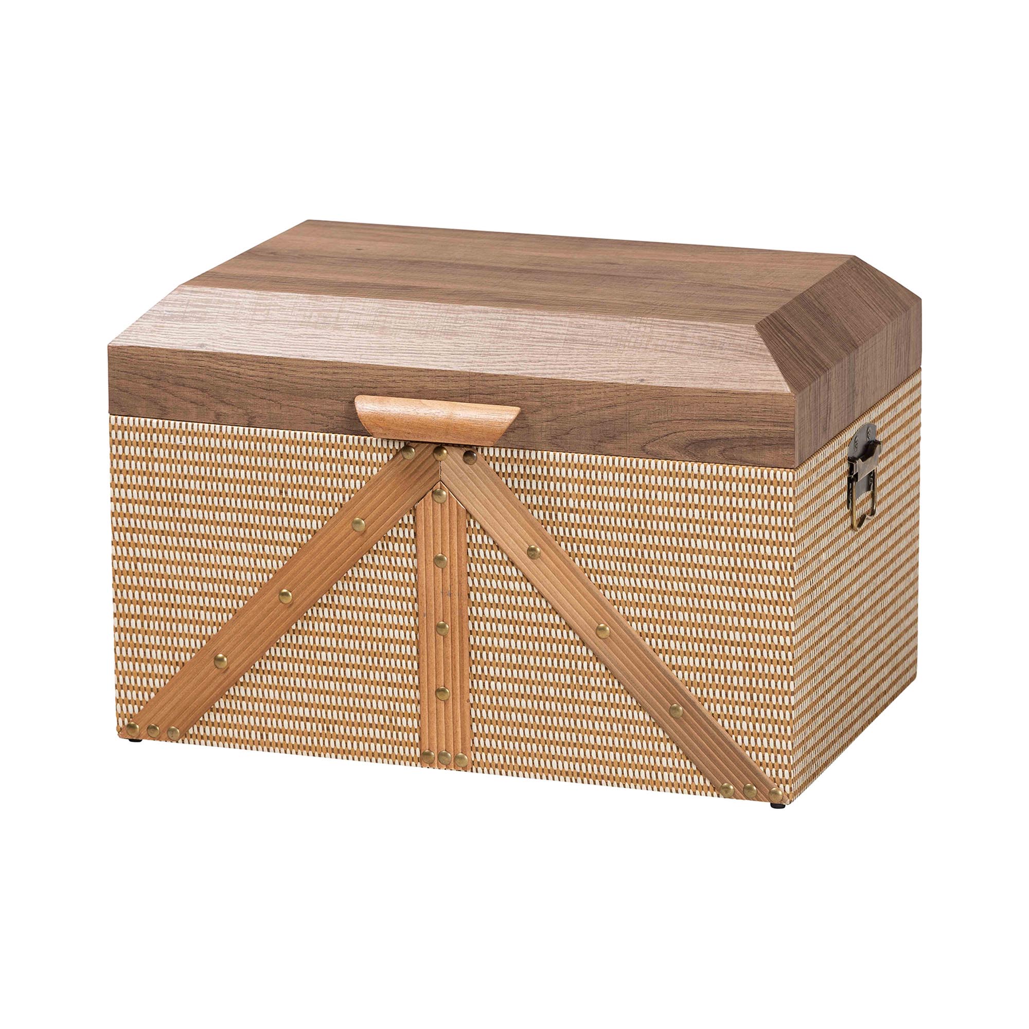 Baxton Studio Kande Storage Trunk - Decorative Storage Chest with Hinged Top and Woven Exterior for Living Room or Bedroom