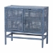 bali & pari Vivan Natural Rattan Storage Cabinet - 2-Tier Handwoven Wicker Accent Cabinet with Double Doors and Elevated Base, Navy Blue