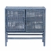 bali & pari Vivan Natural Rattan Storage Cabinet - 2-Tier Handwoven Wicker Accent Cabinet with Double Doors and Elevated Base, Navy Blue - BSOVivan-SVN2630NB-Navy Blue-Cabinet