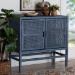 bali & pari Vivan Natural Rattan Storage Cabinet - 2-Tier Handwoven Wicker Accent Cabinet with Double Doors and Elevated Base, Navy Blue - BSOVivan-SVN2630NB-Navy Blue-Cabinet