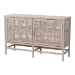 bali & pari Vivan Natural Rattan Storage Cabinet - 2-Tier Handwoven Wicker Accent Cabinet with Double Doors and Elevated Base, French Grey
