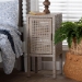 bali & pari Vivan Natural Rattan Nightstand - Handwoven Wicker Accent Bedside Table with Interior Shelving and Elevated Base, French Grey - BSOVivan-French Grey-NS