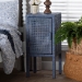 bali & pari Vivan Natural Rattan Nightstand - Handwoven Wicker Accent Bedside Table with Interior Shelving and Elevated Base, Navy Blue - BSOVivan-Navy Blue-NS