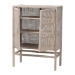 bali & pari Vivan Natural Rattan Storage Cabinet - 3-Tier Handwoven Wicker Accent Cabinet with Double Doors and Elevated Base, French Grey - BSOVivan-W81-French Grey-Cabinet