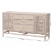 bali & pari Vivan Natural Rattan Storage Cabinet - 3-Drawer Handwoven Wicker Accent Cabinet with Interior Shelving and Elevated Base, French Grey - BSOVivan-SV2089-French Grey-Rattan-Cabinet
