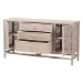 bali & pari Vivan Natural Rattan Storage Cabinet - 3-Drawer Handwoven Wicker Accent Cabinet with Interior Shelving and Elevated Base, French Grey - BSOVivan-SV2089-French Grey-Rattan-Cabinet