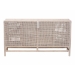 bali & pari Vivan Natural Rattan Storage Cabinet - 3-Drawer Handwoven Wicker Accent Cabinet with Interior Shelving and Elevated Base, French Grey - BSOVivan-SV2089-French Grey-Rattan-Cabinet