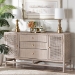 bali & pari Vivan Natural Rattan Storage Cabinet - 3-Drawer Handwoven Wicker Accent Cabinet with Interior Shelving and Elevated Base, French Grey - BSOVivan-SV2089-French Grey-Rattan-Cabinet