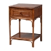 bali & pari Basile Marbled Tortoise Natural Rattan End Table - Handwoven Wicker Accent Table with Geometric Overlay Drawer and Open Shelf for Living Room