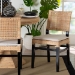 bali & pari Lesia Natural Rattan Dining Chair with Cushion - Handwoven Wicker Side Chair with Mahogany Wood Frame, Coastal Boho Style Seating for Kitchen or Dining Room, Espresso Brown - BSOLesia-MDN-Dark Brown-Cushion-DC