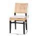 bali & pari Lesia Natural Rattan Dining Chair with Cushion - Handwoven Wicker Side Chair with Mahogany Wood Frame, Coastal Boho Style Seating for Kitchen or Dining Room, Espresso Brown - BSOLesia-MDN-Dark Brown-Cushion-DC