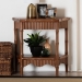 bali & pari Alessa Mahogany Wood Console Table - Fluted Wood Accent Table with Bamboo Motif and Two-Tier Display for Living Room, Entryway, or Hallway, 32 in. - BSOAlessa-Light Brown Wooden-32in-Console Table