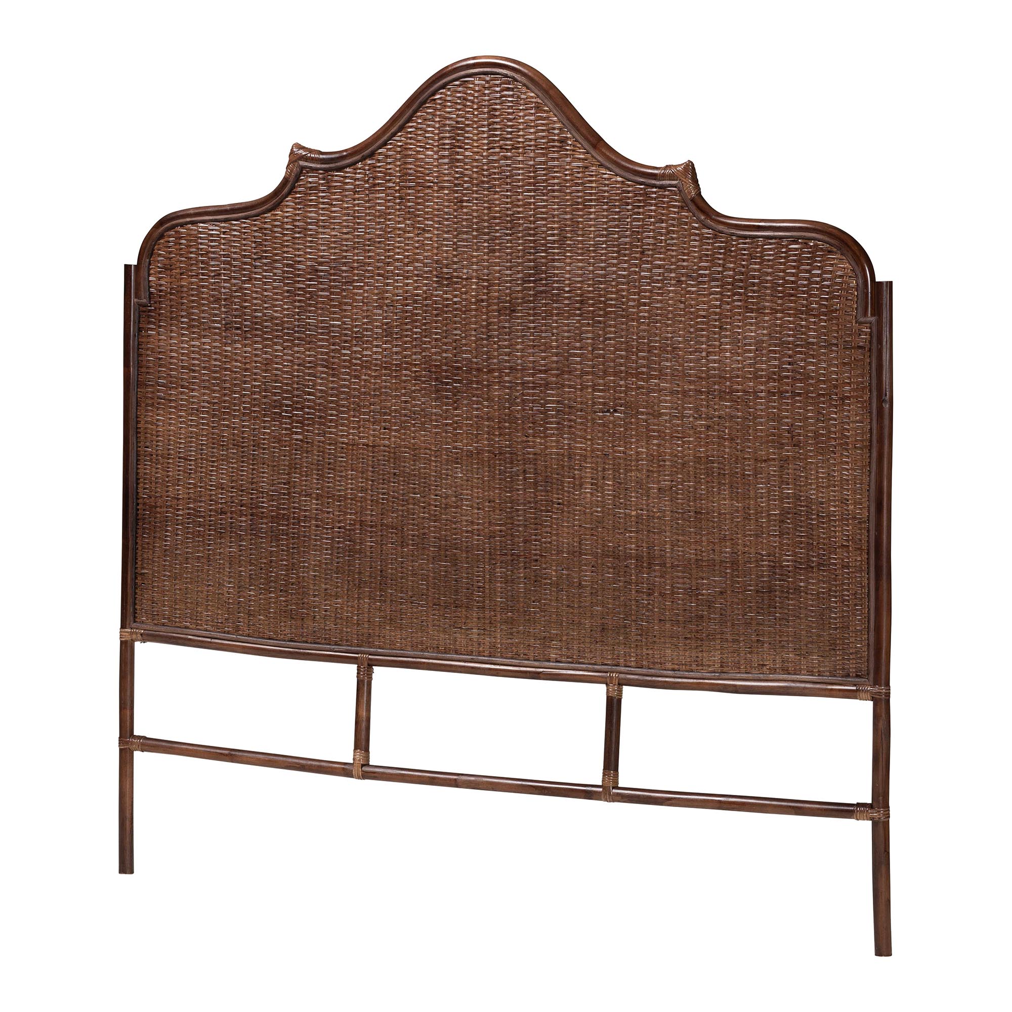 bali & pari Jaelle Natural Rattan Standalone Headboard - Handwoven Wicker Panel Headboard with Arch Top, King