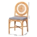 bali & pari Oberon Natural Rattan Dining Chair with Cushion - Handwoven Wicker Bistro Accent Seating with Sunburst Backrest - BSOOberon-Rattan/Light Honey-Cushion-DC