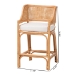 bali & pari Ottis Natural Rattan Counter Stool with Cushion - Handwoven Wicker Kitchen Island or Lounge Seating with Integrated Footrest - BSOOttis-Rattan/Light Honey-Cushion-CS
