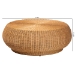 bali & pari Beatriz Natural Rattan Coffee Table : Handwoven Wicker Accent Table with Sculptural Drum Silhouette and Round Tabletop for Living Room or Sunroom - BSOBeatriz-Rattan/Light Honey-CT