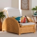 bali & pari Aries Natural Rattan Chaise Lounge Chair with Cushion - Handwoven Wicker Accent Lounger Rolled Backrest and Arms for Living Room or Sunroom - BSOAries-Light Honey/Rattan-Cushion-Lounger
