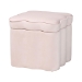 Baxton Studio Paulina Velvet Storage Ottoman - Lid Top Accent Stool with Interior Storage and Scalloped Outline for Bedroom or Living Room, Light Pink