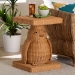 bali & pari Pembroke Penguin End Table - Handwoven Rattan Sculptural Accent Side Table with Platform Base - BSOPenguin-Natural Rattan-ET