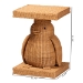 bali & pari Pembroke Penguin End Table - Handwoven Rattan Sculptural Accent Side Table with Platform Base - BSOPenguin-Natural Rattan-ET