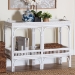 bali & pari Lombok Natural Rattan Console Table - Handwoven Wicker 2-Tier Accent Table with Raised Tray Top for Living Room or Entryway, White - BSOLombok-Rattan-White-Console Table