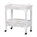 bali & pari Lombok Natural Rattan Wine Cart - Handwoven Wicker 2-Tier Mobile Bar Cart with Raised Tray Top Kitchen or Lounge, White
