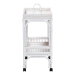 bali & pari Lombok Natural Rattan Wine Cart - Handwoven Wicker 2-Tier Mobile Bar Cart with Raised Tray Top Kitchen or Lounge, White - BSOLombok-Rattan-White-Cart