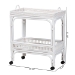 bali & pari Lombok Natural Rattan Wine Cart - Handwoven Wicker 2-Tier Mobile Bar Cart with Raised Tray Top Kitchen or Lounge, White - BSOLombok-Rattan-White-Cart