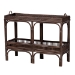 bali & pari Lombok Natural Rattan Console Table - Handwoven Wicker 2-Tier Accent Table with Raised Tray Top for Living Room or Entryway, Espresso