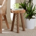 bali & pari Sihu Acacia Wood Multipurpose Accent Stool - Sculptural End Table with Bobbin Tripod Base for Living Room, Bedroom or Dining Room - BSOSihu-Natural-Stool