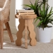 bali & pari Sino Acacia Wood Multipurpose Accent Stool - Sculptural End Table with Wavy Tripod Base for Living Room, Bedroom or Dining Room - BSOSino-Natural-Stool