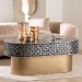 bali & pari Emery Capiz Shell Coffee Table - Mother of Pearl Oval Accent Table with Geometric Pattern and Pedestal Base for Living Room or Lounge Space - BSOF2508-FT2-Capiz-CT