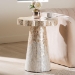 bali & pari Beile Capiz Shell Pedestal End Table - Mother of Pearl Scalloped Accent Table with Textured Inlay Surface for Living Room or Lounge Space - BSOF2508-FT9-Capiz-ET