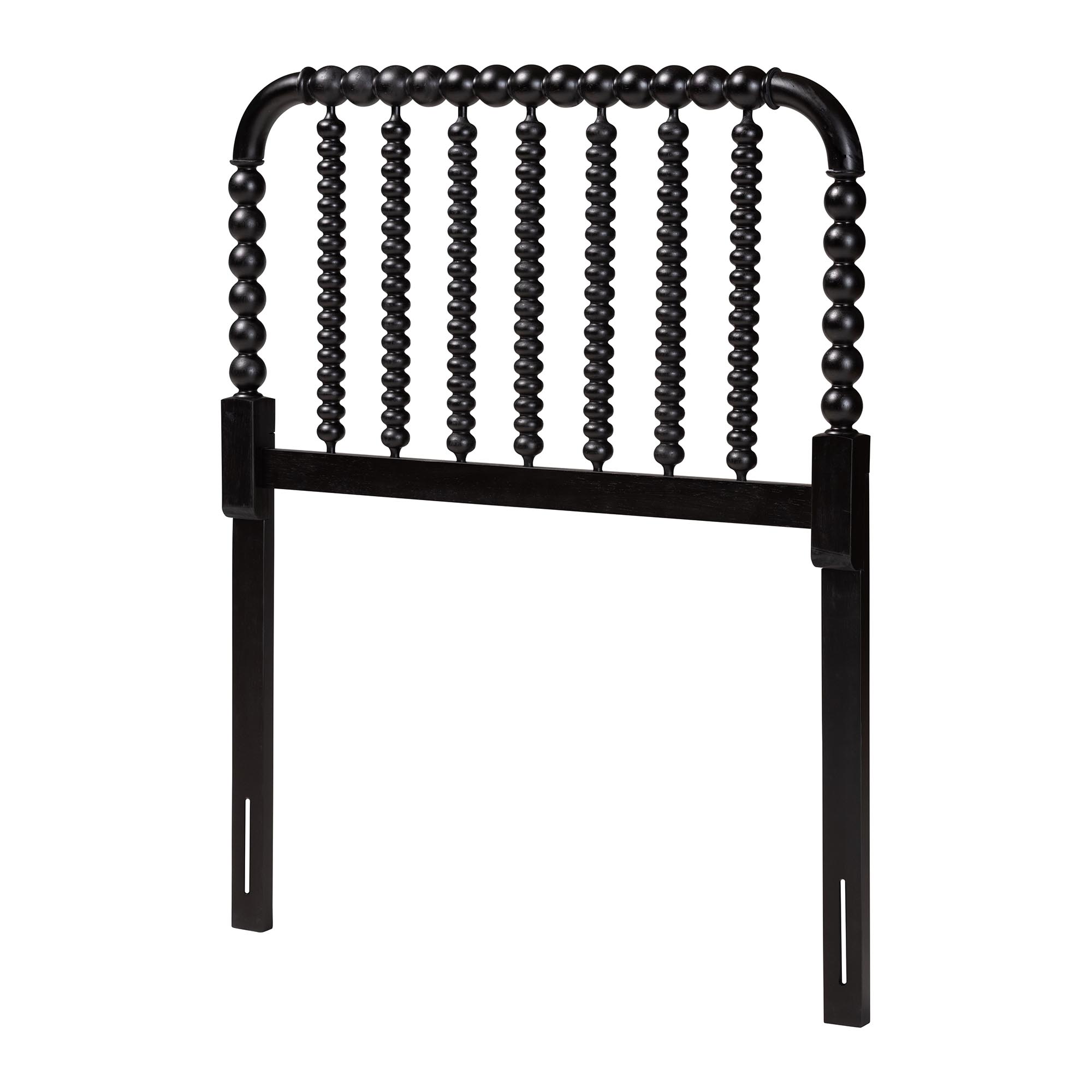 Baxton Studio Finley Turned Bobbin Headboard - Crafted Wood Panel with Decorative Spindle Design for Cottage Farmhouse Bedroom, Twin, Black