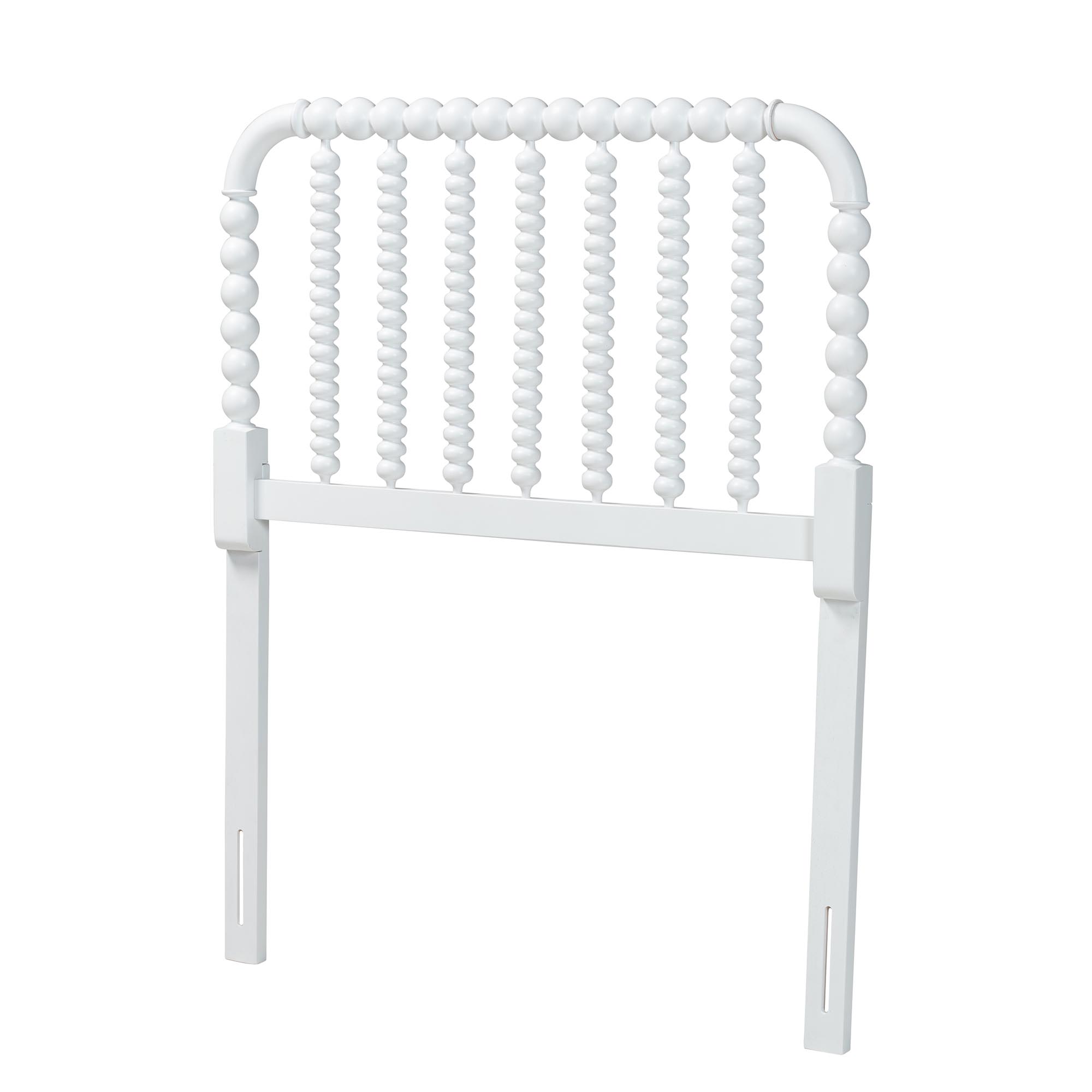 Baxton Studio Finley Turned Bobbin Headboard - Crafted Wood Panel with Decorative Spindle Design for Cottage Farmhouse Bedroom, Twin, White