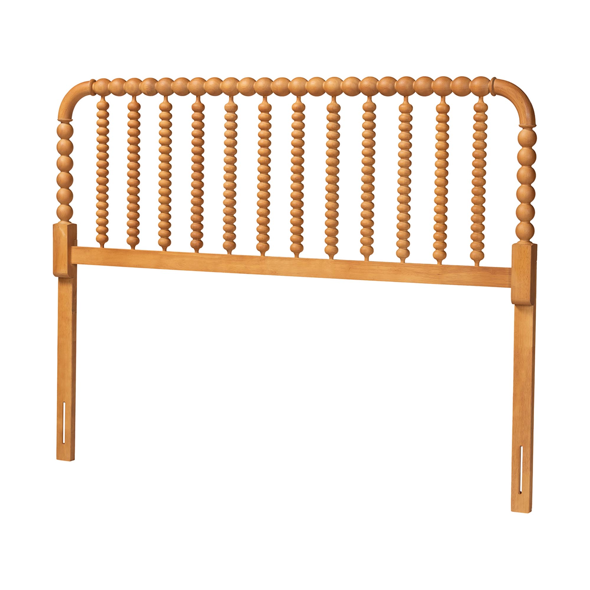 Baxton Studio Finley Turned Bobbin Headboard - Crafted Wood Panel with Decorative Spindle Design for Cottage Farmhouse Bedroom, Full, Oak Brown