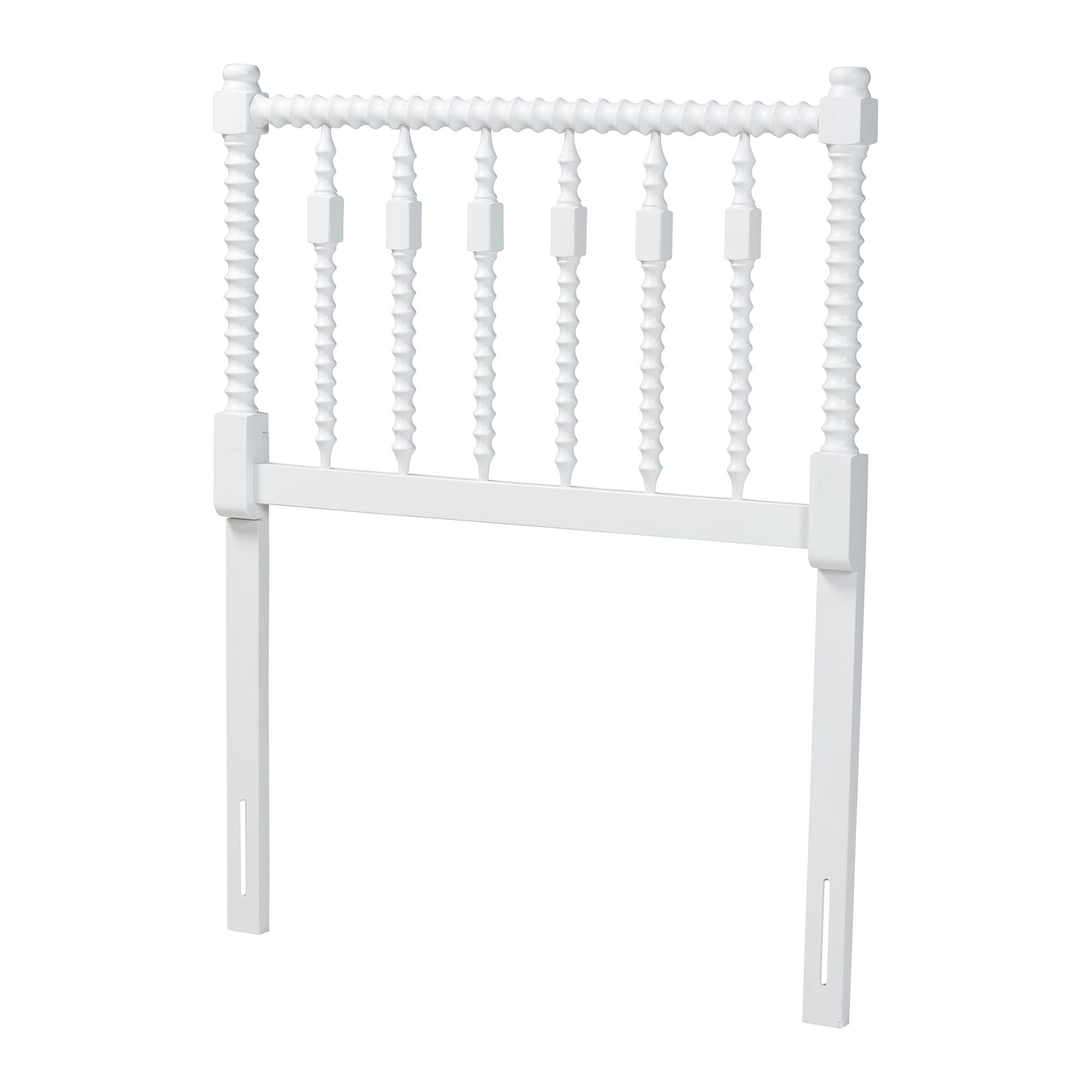 Baxton Studio Juliette Turned Spindle Headboard - Crafted Wood Panel with Decorative Spoke Design for Cottage Farmhouse Bedroom, Twin, White