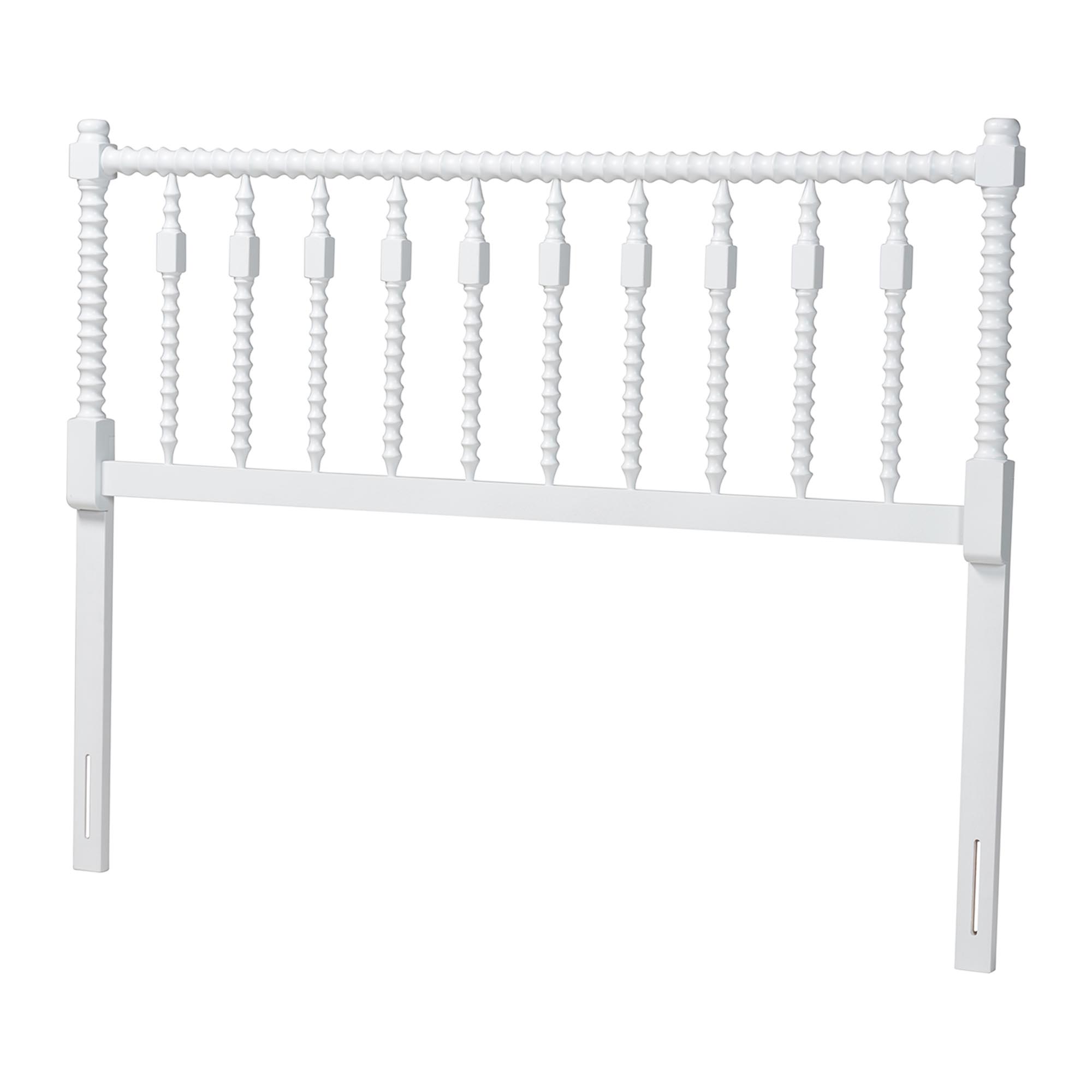 Baxton Studio Juliette Turned Spindle Headboard - Crafted Wood Panel with Decorative Spoke Design for Cottage Farmhouse Bedroom, Full, White