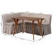 Baxton Studio Reginald 3-Piece Fabric Upholstered Dining Nook Set - Corner Kitchen Dining Banquette Set with Skirted Base, L-Shaped Seating for Small Spaces, Beige - BSOReginald-Light Beige/Walnut-3PC Dining Nook Set