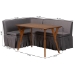 Baxton Studio Reginald 3-Piece Fabric Upholstered Dining Nook Set - Corner Kitchen Dining Banquette Set with Skirted Base, L-Shaped Seating for Small Spaces, Grey - BSORedmond-Grey/Walnut-3PC Dining Nook Set