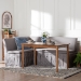 Baxton Studio Reuben 3-Piece Fabric Upholstered Dining Nook Set - Corner Kitchen Dining Banquette Set with Skirted Base, L-Shaped Seating for Small Spaces, Grey - BSOReagon-Grey/Walnut-3PC Dining Nook Set