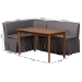 Baxton Studio Reuben 3-Piece Fabric Upholstered Dining Nook Set - Corner Kitchen Dining Banquette Set with Skirted Base, L-Shaped Seating for Small Spaces, Grey - BSOReagon-Grey/Walnut-3PC Dining Nook Set