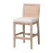 bali & pari Ashford Whitewash Rattan Counter Stool - Mahogany Wood Frame with Handwoven Wicker Backrest and Braided Rope Inserts for Coastal Kitchen