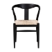 bali & pari Fika Wishbone Dining Chair with Handwoven Seagrass Seat - Mahogany Wood Frame Armchair for Modern Coastal Dining Rooms, Black - BSOFika-Black Wood/Abaca White Weaving-DC