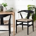 bali & pari Fika Wishbone Dining Chair with Handwoven Seagrass Seat - Mahogany Wood Frame Armchair for Modern Coastal Dining Rooms, Black - BSOFika-Black Wood/Abaca White Weaving-DC