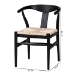 bali & pari Fika Wishbone Dining Chair with Handwoven Seagrass Seat - Mahogany Wood Frame Armchair for Modern Coastal Dining Rooms, Black - BSOFika-Black Wood/Abaca White Weaving-DC