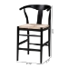 bali & pari Fika Wishbone Counter Stool with Handwoven Seagrass Seat - Mahogany Wood Frame Counter Height Seating for Kitchen Island or Dining Area, Black - BSOFika-Black Wood/Abaca White Weaving-CS