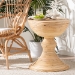 bali & pari Brookwood Natural Rattan End Table : Handcrafted Wicker Sculptural Accent Table with Pedestal Base for Living Room or Sun Room - BSOBrookwood-Natural Rattan-ET